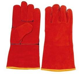 WG-E01 Series, Split Cowhide Leather Welding Gloves, Red, Cotton Lining