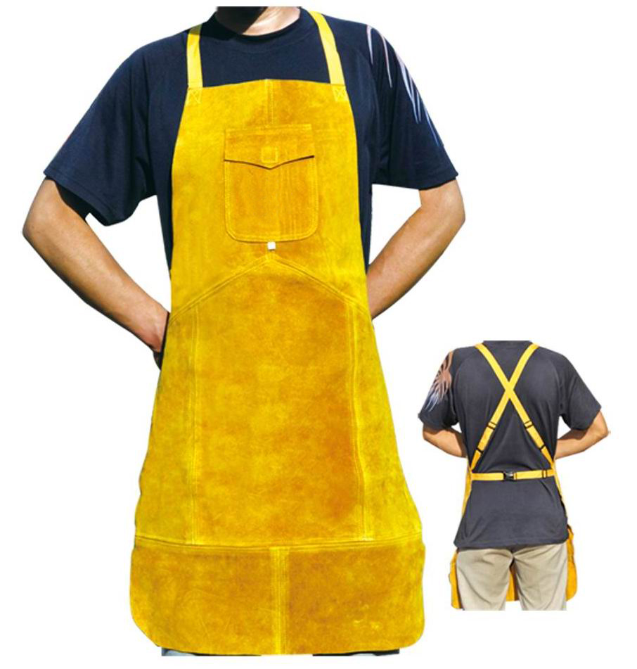 BT-1012 Series, Cowhide Leather Welding Protective Apron, Golden/Welding Clothes