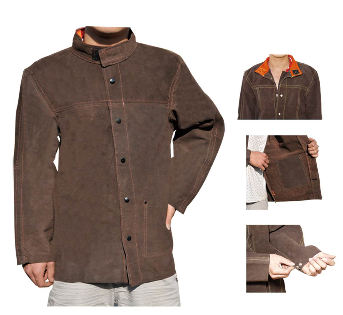 BT-2020 Series, Cowhide Leather Welding Jacket, Brown,Golden&Grey/Welding Clothes
