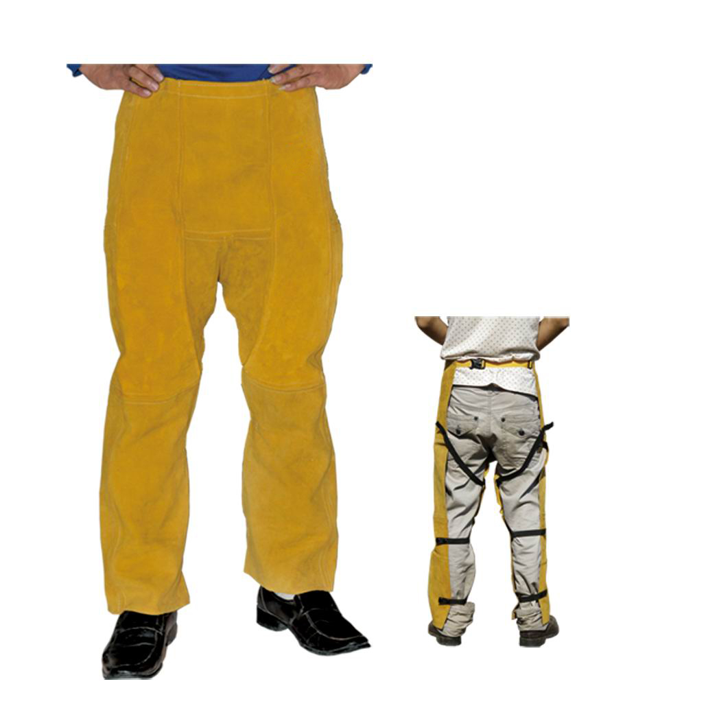 BT-1014 Series, Cowhide Leather Welding Pants, Brown&Golden/Welding Clothes